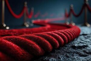 Red carpet entrance leading to an exclusive event in an elegant indoor setting at night photo