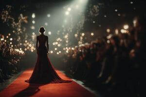 Elegance shines on the red carpet during a glamorous fashion event in the evening light photo