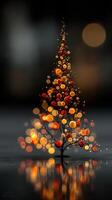 Creative display of a decorative tree made of colorful orbs during a festive evening in a blurred setting photo