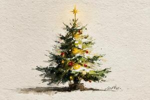 Beautifully decorated Christmas tree with colorful ornaments and a shining star on top photo