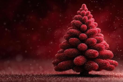 Vibrant red Christmas tree adorned with shimmering decorations in a festive setting photo