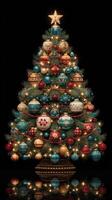 Beautifully decorated Christmas tree with colorful ornaments and warm lights creating a festive atmosphere for the holidays photo