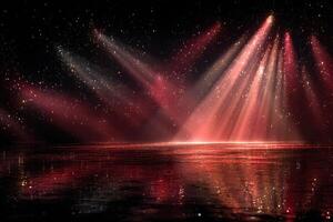 Stunning light display reflecting on water at night creates a magical atmosphere photo