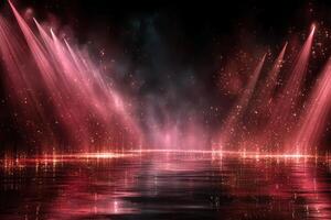 Vibrant light display reflecting on water at night creating a captivating atmosphere photo