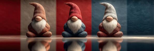 Gnomes in French colors celebrate unity in a creative display of craftsmanship and cultural pride photo