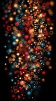 Colorful bokeh lights create a vibrant atmosphere in abstract art suitable for festive celebrations and creative projects photo