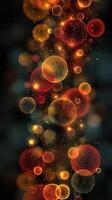 Colorful bokeh lights create a mesmerizing effect in a dark background during a festive evening photo