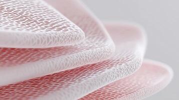 Macro view of artificial skin layers developed for medical grafts, illustrating synthetic texture, biomedical innovation, and advanced tissue engineering for human transplantation. photo