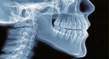 A x - ray image of a person's mouth and teeth photo