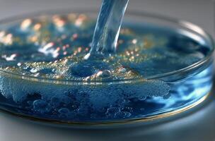 A close up of a blue liquid in a glass photo