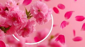 A pink flower with a circle around it photo