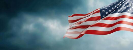 An american flag is flying in the wind photo