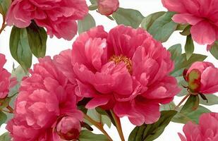 A beautiful pattern of pink peonies photo