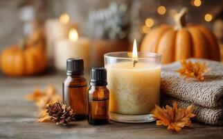 Fall aromatherapy with essential oils photo