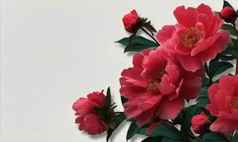 A bunch of red flowers on a white background photo