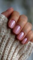 A woman's hand holding a pink manicure photo