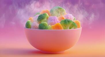 A bowl of broccoli and carrots photo