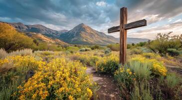 A cross in the mountains photo