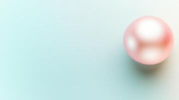 Single Pink Pearl Floating on a Light Aqua Gradient Background with Soft Shadow photo