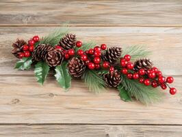 Christmas Garland with Pine Cones and Berries. photo