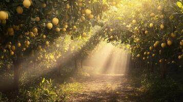 Sunlit Lemon Grove Path photo