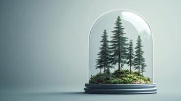 Miniature Coniferous Trees Under Glass Dome photo
