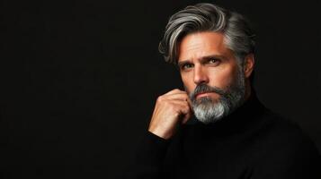 Man in dark thoughtful pose photo