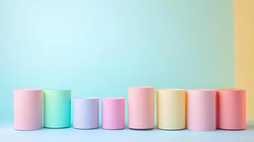 Colorful cylindrical shapes arranged in a gradient photo