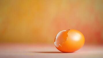 Freshly hatched egg shell on colorful background photo