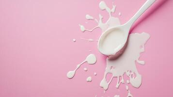 Milk spills on pink playful pattern forms photo