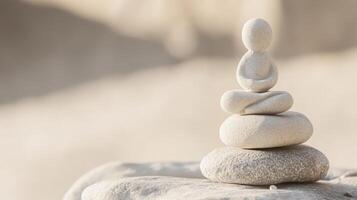 Statue balances on stone in nature photo
