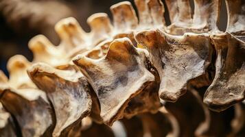 Detail of ancient vertebrae on display at museum photo