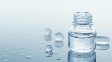 Clear glass container with liquid on surface photo