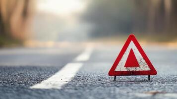 Red warning sign on empty road during daytime photo