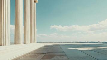 Exploring ancient architecture under a bright sky photo