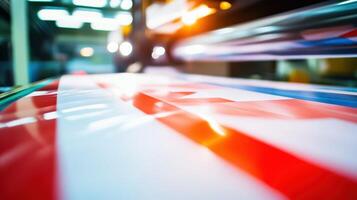 Printing process of colorful banners in a workshop photo