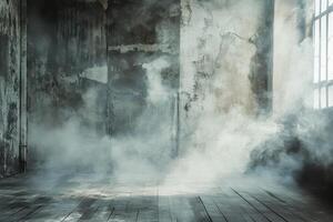 Fog in an abandoned and worn out building photo