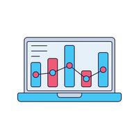 laptop chart screen Iconillustration Perfect for business, planning, or management themes. Clean and colorful design. vector