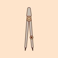 Drafting compass Icon Illustration. Equipment for art and graphics, creativity and creation, digital creativity. vector