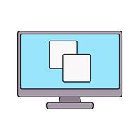 Desktop Monitor Icon Illustration in Flat Style. Perfect for design projects, print shops, or creative materials representation vector