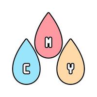 CMYK Ink Drops Icon Illustration in Flat Style. Perfect for design projects, print shops, or creative materials representation vector