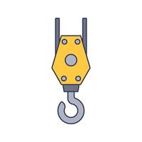 Pulley Hook Icon Illustration in Flat Style .Ideal for construction, engineering, and industrial design projects vector