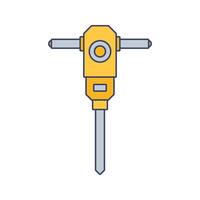 Rotary Drill Icon Illustration in Flat Style .Ideal for construction, engineering, and industrial design projects vector