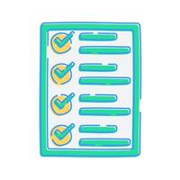 Checkmarked Task Sheet. document that highlights tasks completed using green and yellow checkmarks vector