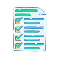 Document with Checkmarks, document icon with several checkmarks indicating completed tasks vector