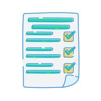 Folded Paper with Checkmarks, paper icon with folded corner and multiple checkmarks vector