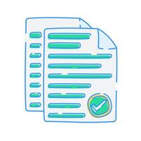 Folded Paper with Checkmarks, A paper icon with folded corner and multiple checkmarks. vector