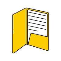 Yellow Presentation Folder. A folder with an inner pocket and a lined paper insert vector