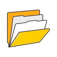 Expanding Folder. A yellow folder containing multiple document dividers vector