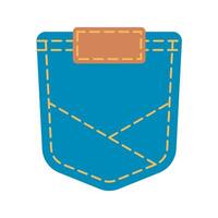 Denim patch pocket illustration stitching and button details. Perfect for fashion design and apparel graphics. Ideal for digital and print use vector